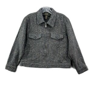 Vintage Express Tweed Jacket Women Medium Wool Full Zip Classic Winter Retro Y2K